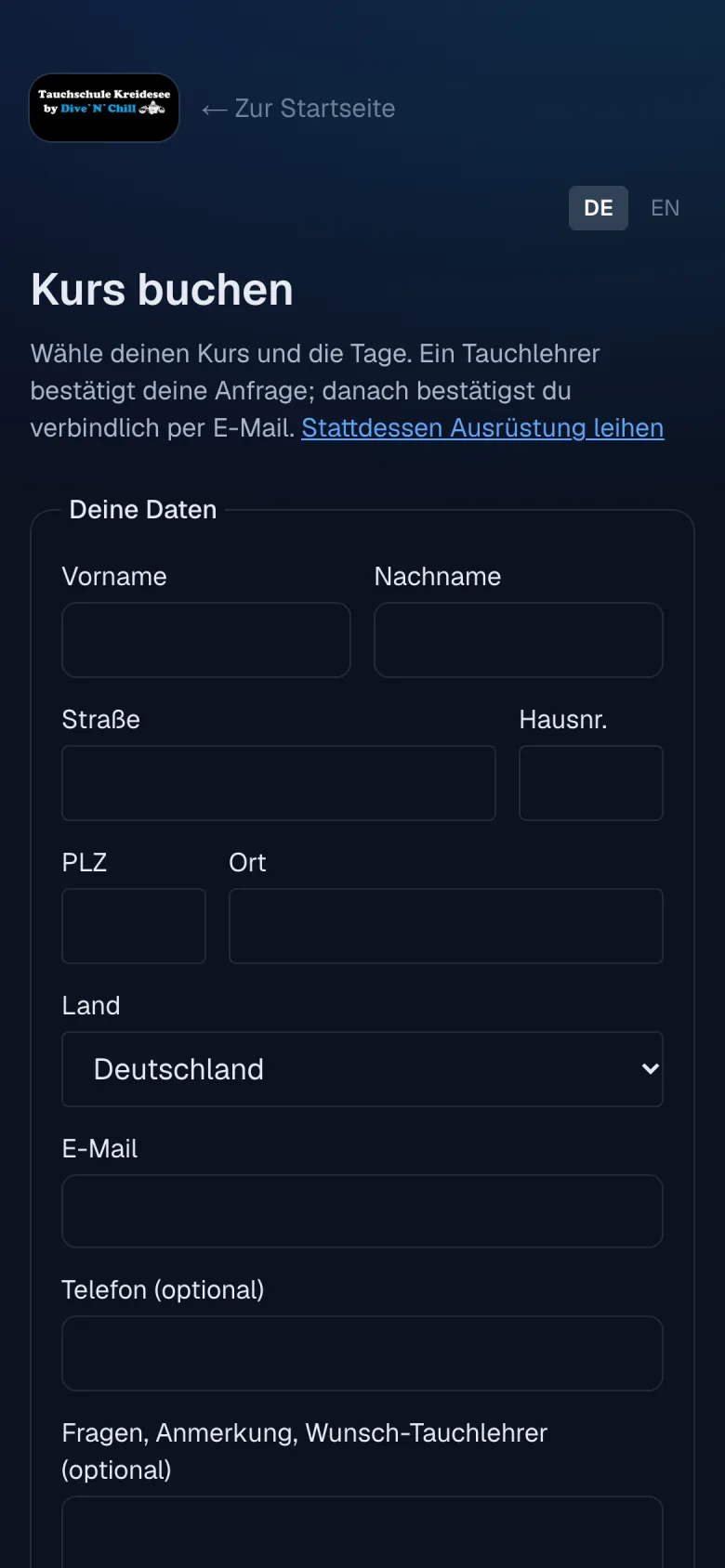Kursbuchung auf dem Smartphone